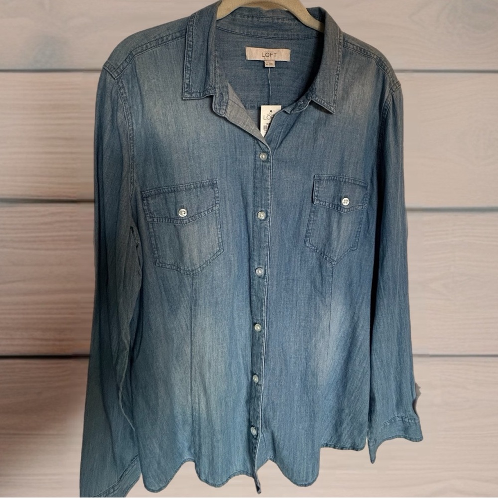 LOFT Blue Button Down Shirt